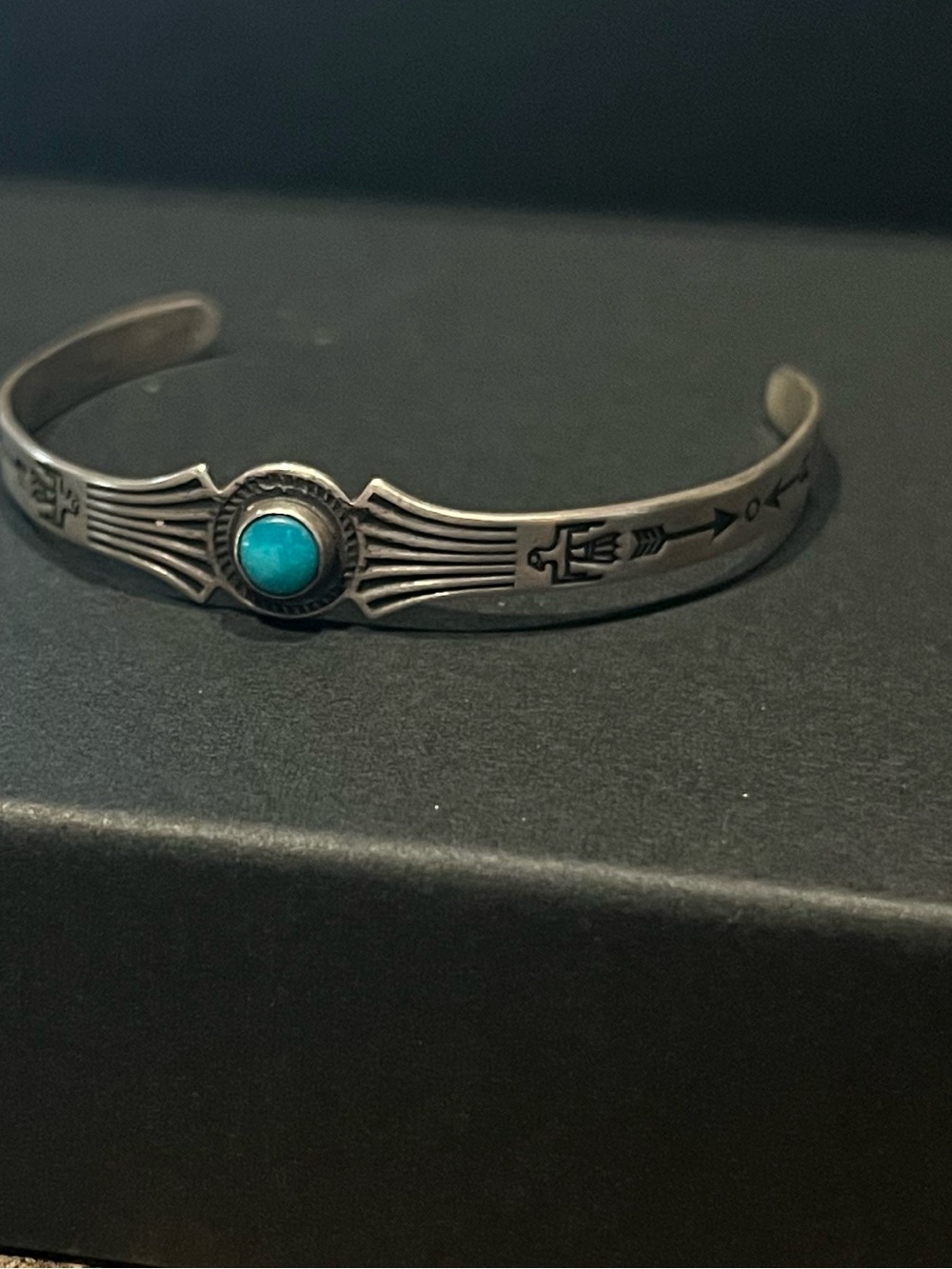Sterling Silver Turquoise Inlay Cuff Bracelet- baby or toddler